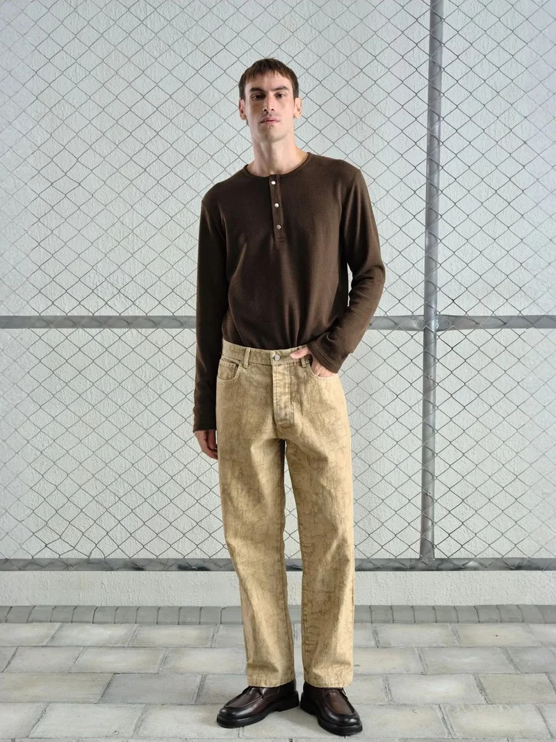 Giesto GIESTO Button Collar Long Sleeve T-Shirt