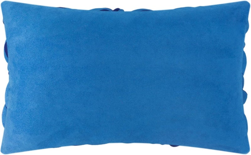 KINGROSE 3D Floral Decorative Throw Pillow Cover Handmade Soft Pillow Case Sham Solid Cushion Cover for Bedroom Home Decor Sofa 12 x 20 Inches Solid Suede Blue - Image 4
