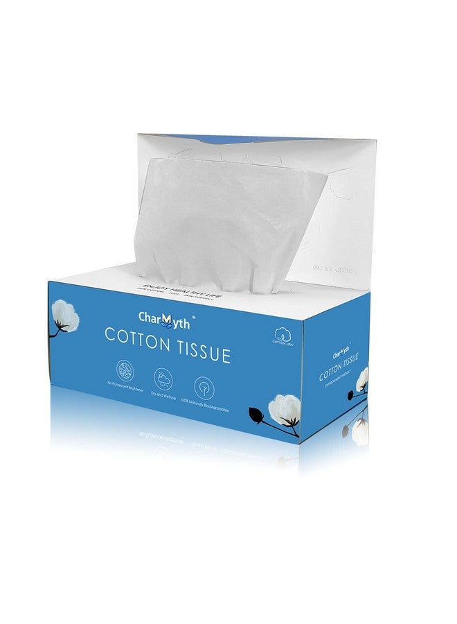 Charmyth Extra Thick Disposable Face Towel, Disposable Makeup Removing Wipes, 100% USA Cotton and 100% Organic & Cruelty Free, Lint-Free Cotton Tissues for Sensitive Skin 1 Count (Pack of 100) - Image 1
