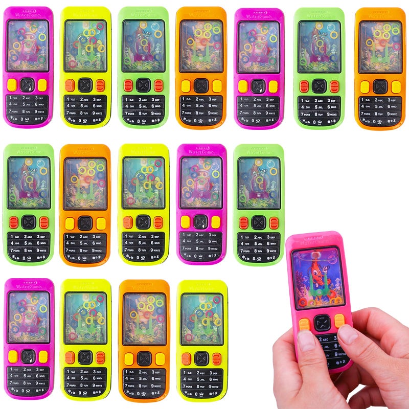 Winbar Handheld Water Game 16 Pack Colorful Handheld Phone Game Water Ring Toss Goodie Bags Stuffers Return Gifts for Kids Birthday Classroom Prize Box Back to School Gift - Image 3