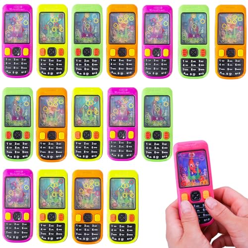 Winbar Handheld Water Game 16 Pack Colorful Handheld Phone Game Water Ring Toss Goodie Bags Stuffers Return Gifts for Kids Birthday Classroom Prize Box Back to School Gift - Image 1