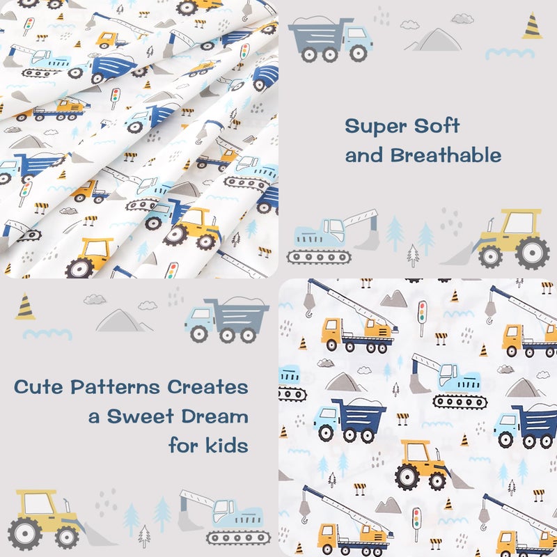 lasoftan Kids Sheet Set Full Size, Boys Full Sheet Set with White Car Patternï¼ŒBreathable Silky Soft Microfiber Kids Fitted Sheet - Image 3