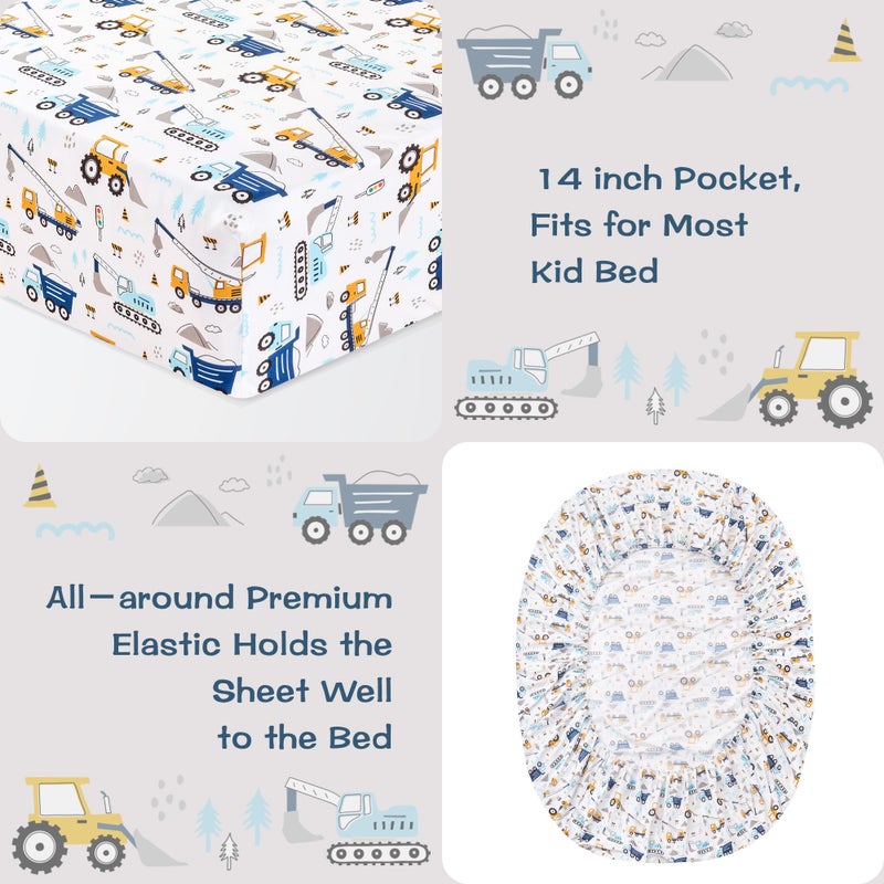lasoftan Kids Sheet Set Full Size, Boys Full Sheet Set with White Car Patternï¼ŒBreathable Silky Soft Microfiber Kids Fitted Sheet - Image 4