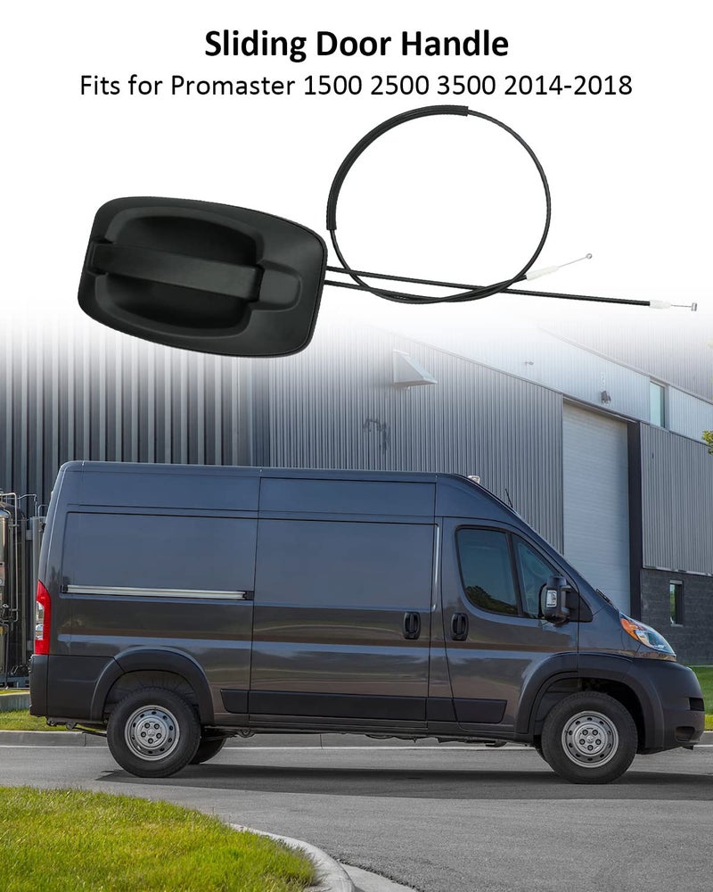 YIGUCS Sliding Door Handle with Cable Fits for Promaster 1500 2500 3500 for 2014-2018 Right Passenger Side Replaces 5RK14JXWAB Black - Image 2
