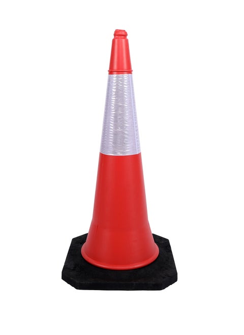 Lawazim Road Cone -1meter- High-Visibility Reflective Safety Cone with Durable Weather-Resistant Plastic, Non-Slip Base, and Easy Stackable Design for Road Safety, Construction and Traffic Management