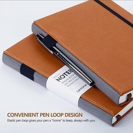 Lemome Grid Paper Notebook Hardcover Classic Notebook with Pen Holder - Page Dividers Presents 8.4 x 5.7 in - Image 3