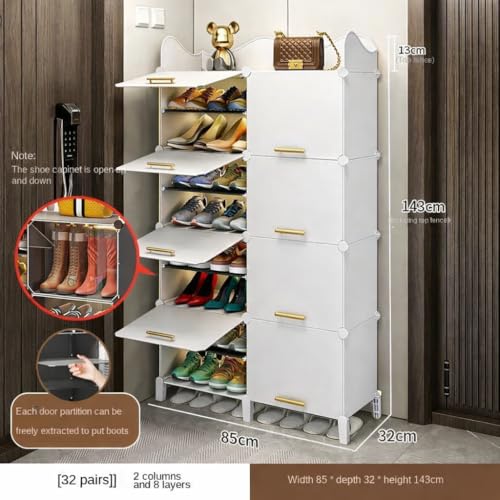 Owme 17 Tier Shoe Rack with Shelf, Folding Shoe Rack for Bedroom, Living Room,Entryway,Footwear Stand for Home, Organizer, ShoeRack Plastic | Hallway Shoes Rack | Shoe Organizer - White - Image 2