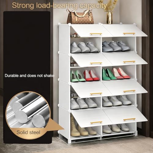 Owme 17 Tier Shoe Rack with Shelf, Folding Shoe Rack for Bedroom, Living Room,Entryway,Footwear Stand for Home, Organizer, ShoeRack Plastic | Hallway Shoes Rack | Shoe Organizer - White - Image 4