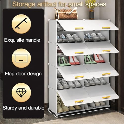 Owme 17 Tier Shoe Rack with Shelf, Folding Shoe Rack for Bedroom, Living Room,Entryway,Footwear Stand for Home, Organizer, ShoeRack Plastic | Hallway Shoes Rack | Shoe Organizer - White - Image 3