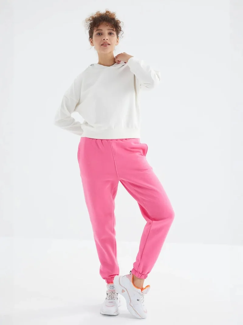 تومي لايف TOMMY Women's High-Waist Fleece Jogger Sweatpants