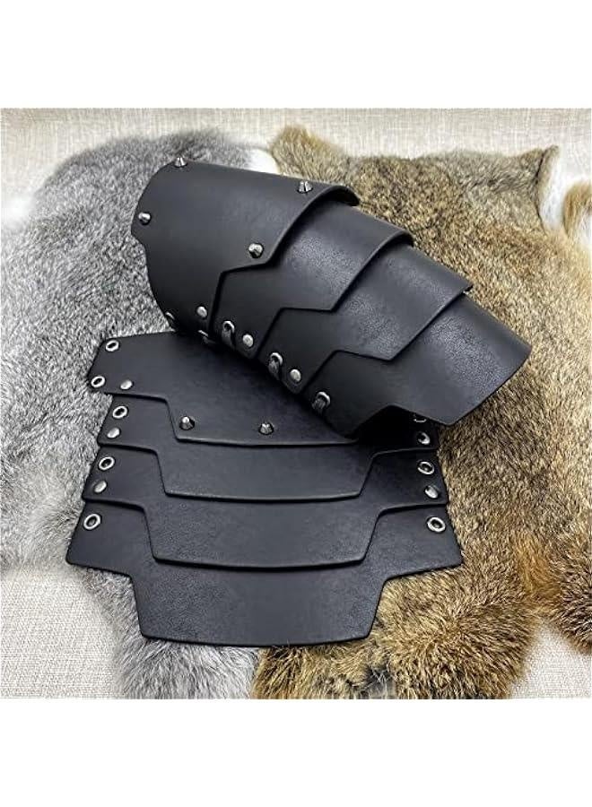 درع ذراع مزيف جلدي بأربع طبقات من العصور الوسطى، قفازات مرتزقة من العصور الوسطى، دروع ذراع للفارس الرامي костюм - Image 5