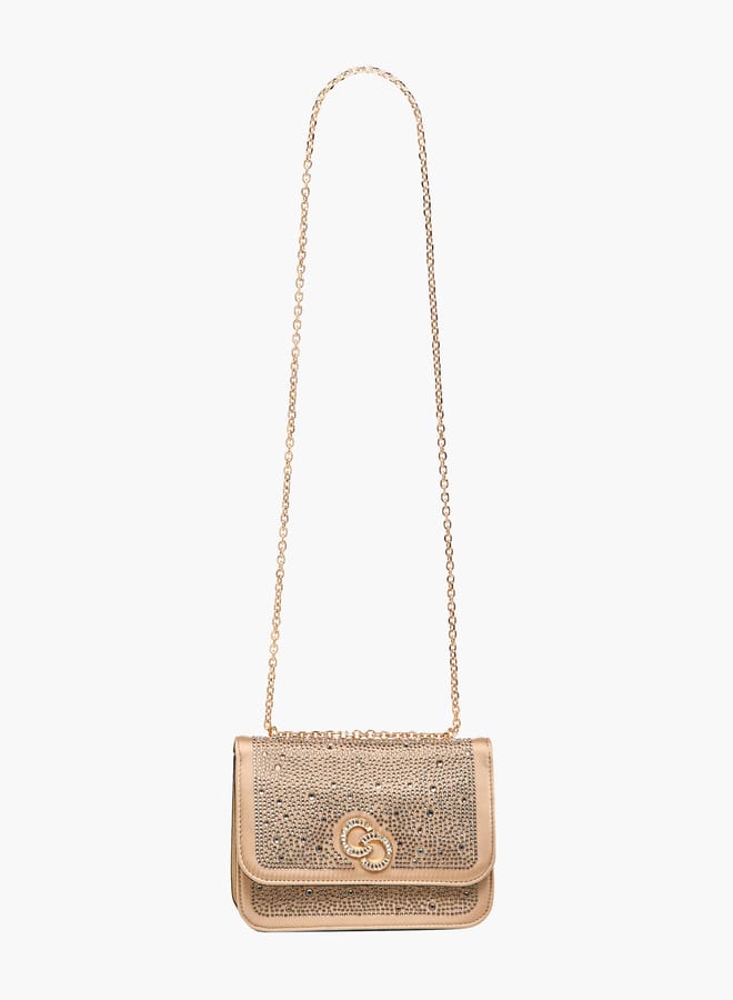 سيليست حقيبة نسائية كروس بودي مزينة بالكريستال بحزام سلسلة - Image 2