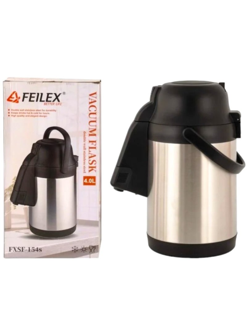 فيليكس قارورة ترمس من الفولاذ المقاوم للصدأ مزدوجة الجدار سعة 4 لتر مع أغطية ضغط - Image 4