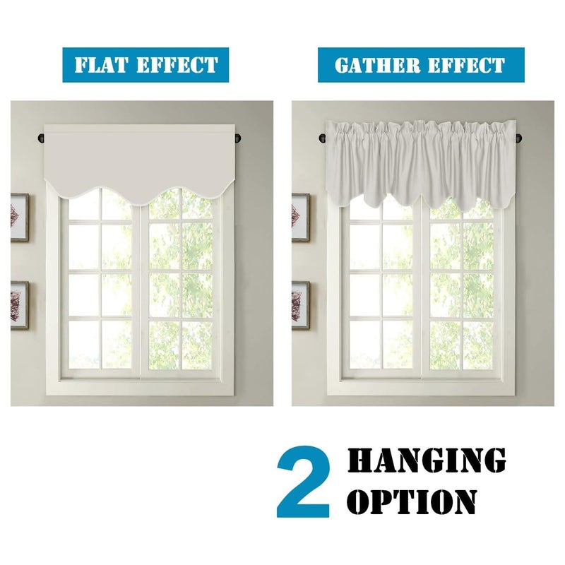 اتش. فيرسيلتيكس H.Versailtex 2 لوحات الستائر الستار لنوافذ المطبخ/غرفة المعيشة/حماية حماية خصوصية قضيب جيب الديكور نزيف الستائر 52 "W × 18" L العاج/كريم - Image 5