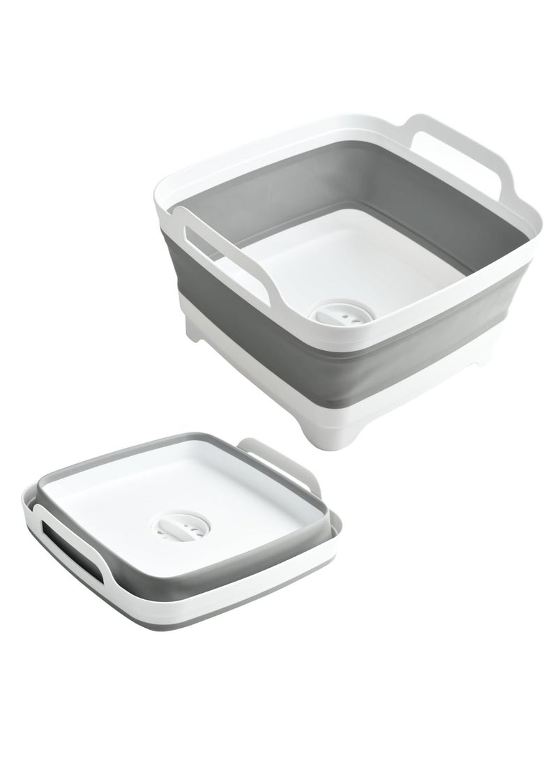 Collapsible Bucket,Wash Bucket,Collapsible Wash Basin,Collapsible Dish Tub,Collapsible Basin,Space Saving Multiuse Foldable Sink Tub, 9L Camping Sink Foldable, Kitchen Sink Basin (Gray) - Image 1