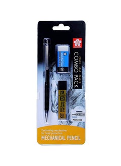 Cushioning Point Mechanical Pencil Starter Set With Lead Refill And Eraser (Black, 0.9Mm-Hb)