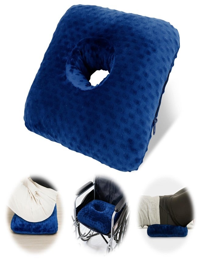 RoamReady Donut Pillow for Bed Sores Treatment Buttocks, Wheelchair Cushion Bedsore Pressure Relief Pillow, Sciatica Cushion with Non-Slip Base for Tailbone Pain, Hemorrhoid, Pregnancy, Elderly(Blue) - Image 1