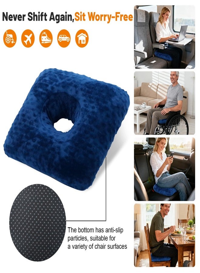 RoamReady Donut Pillow for Bed Sores Treatment Buttocks, Wheelchair Cushion Bedsore Pressure Relief Pillow, Sciatica Cushion with Non-Slip Base for Tailbone Pain, Hemorrhoid, Pregnancy, Elderly(Blue) - Image 2