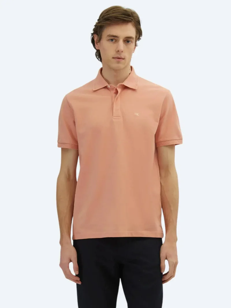 Kip Salmon Plain Polo Neck 100% Cotton T-Shirt