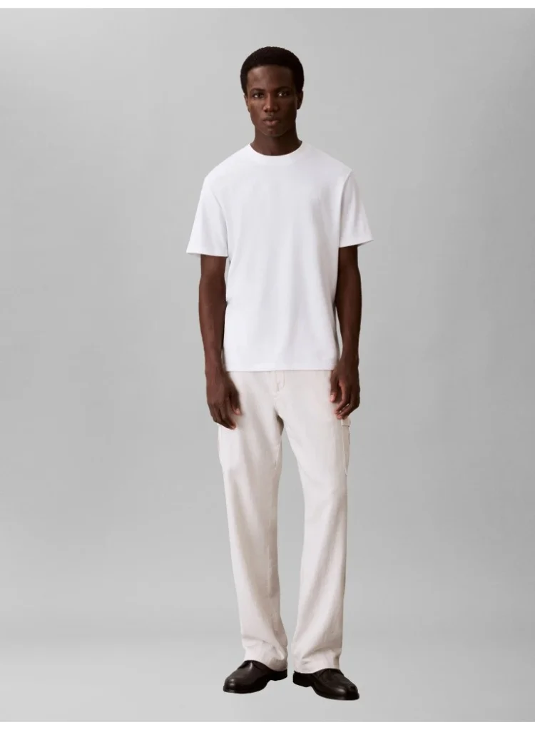 Calvin Klein Bright White Mercerised interlock T-shirt for Men | Best Price UAE