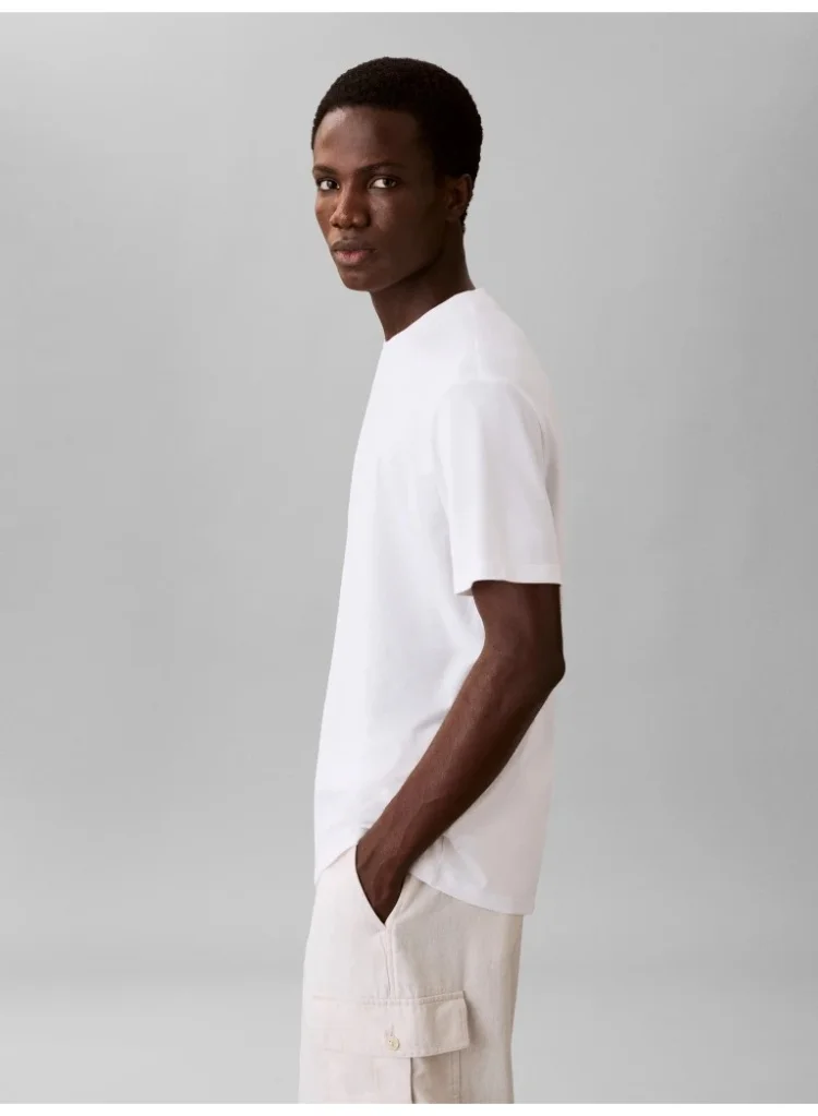 Calvin Klein Bright White Mercerised interlock T-shirt for Men | Best Price UAE