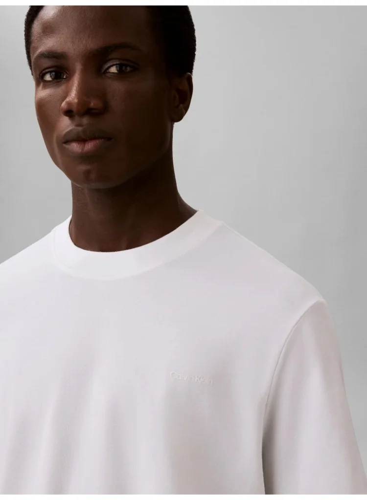 Calvin Klein Bright White Mercerised interlock T-shirt for Men | Best Price UAE