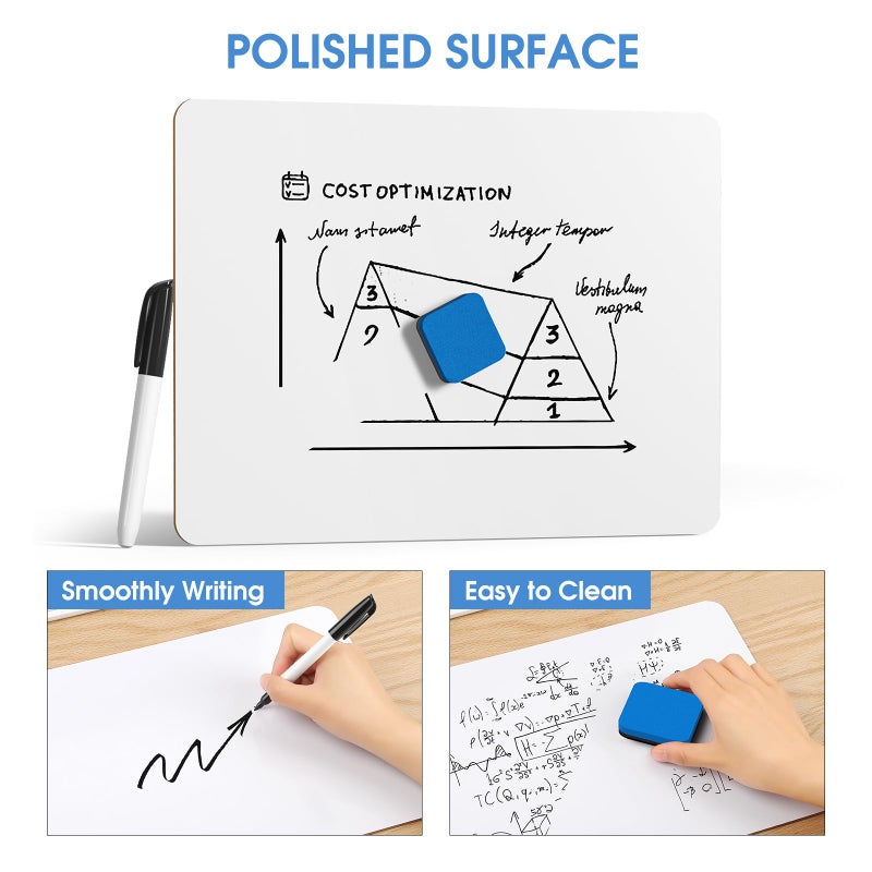 MaxGear Small White Board Dry Erase Boards 6 Pack, 9" x 12" Mini Whiteboard for Students School, Portable White Boards Mini Lapboards Including 6 Mini Dry Erase Erasers and 6 Markers - Image 3