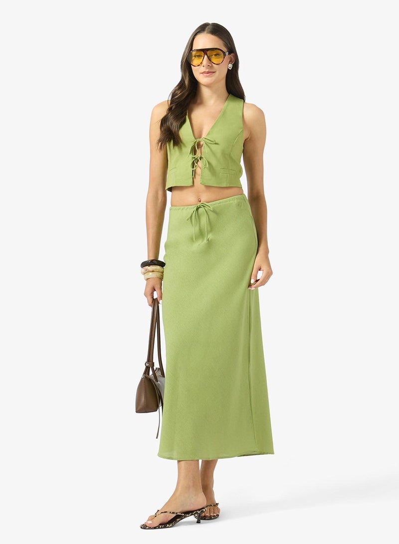 Ginger Tie Up Vest & A Line Skirt Coord Set - Image 5