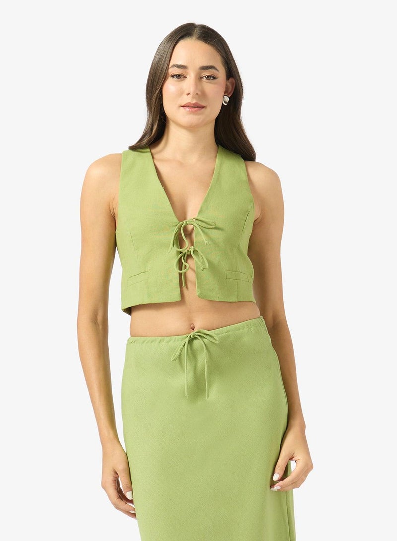 Ginger Tie Up Vest & A Line Skirt Coord Set - Image 3
