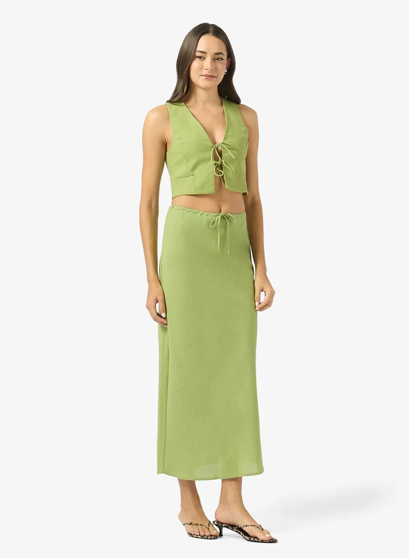Ginger Tie Up Vest & A Line Skirt Coord Set