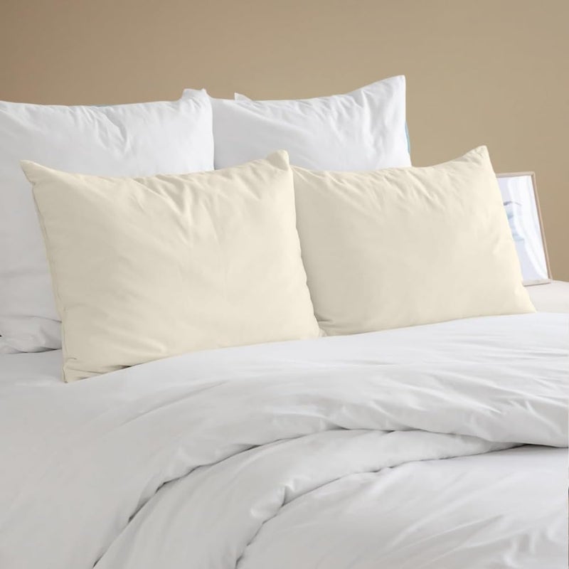 bedding zone مجموعة غطاء وسادة ستاندرد من BEDDING ZONE 2 قطعة، بيج سادة، 50x75 سم - Image 3