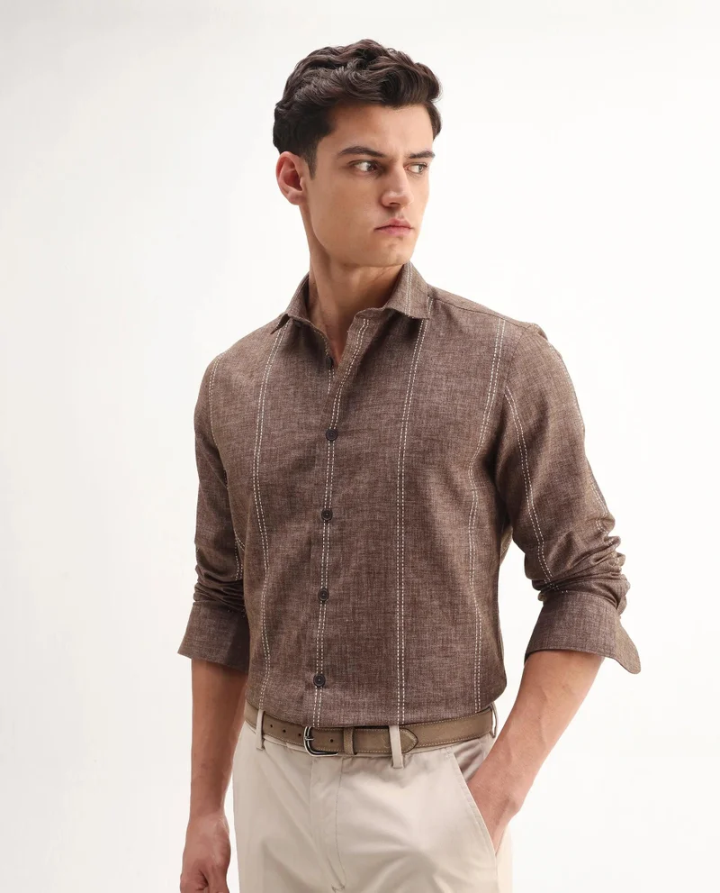 Rare Rabbit Men's Striped Regular Fit Shirt