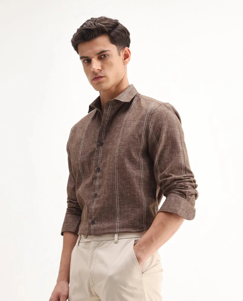 Rare Rabbit Men's Striped Regular Fit Shirt