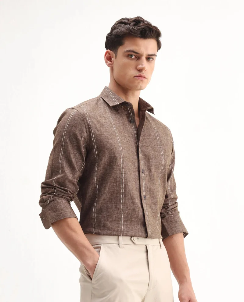 Rare Rabbit Men's Striped Regular Fit Shirt