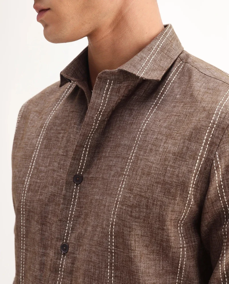 Rare Rabbit Men's Striped Regular Fit Shirt