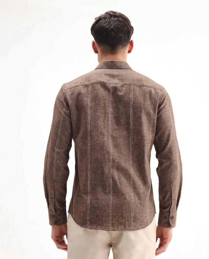 Rare Rabbit Men's Striped Regular Fit Shirt