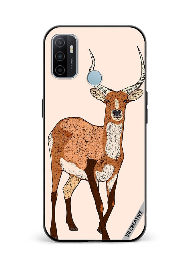 VR CREATIVE Protective Case Cover For Oppo A53 Red Lechwe, Deer Engraved Design Multicolour - Image 1