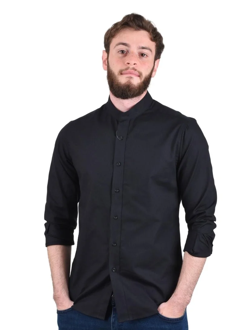 جيوردانو Band Collar Oxford Shirt Black