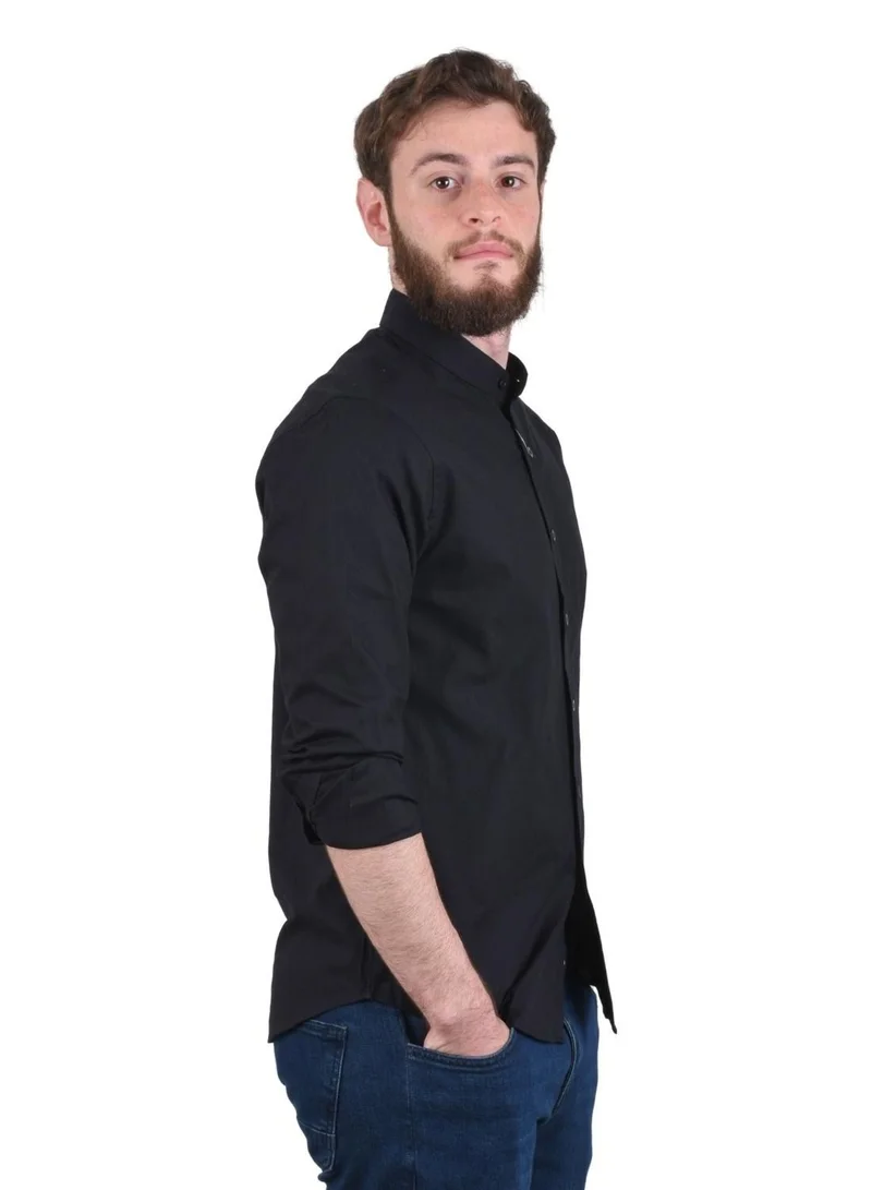 جيوردانو Band Collar Oxford Shirt Black