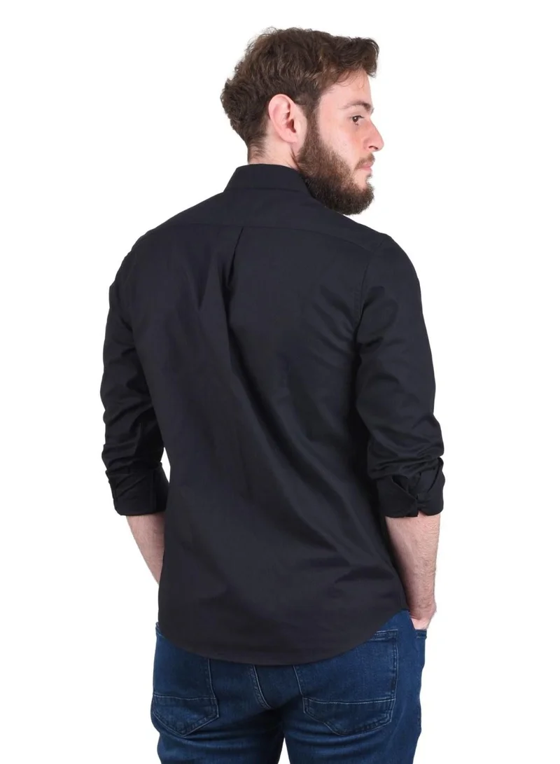 جيوردانو Band Collar Oxford Shirt Black