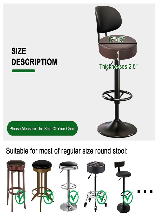 FUANGUI Stool Covers Round Set of 2, Waterproof PU Bar Stool Seat Covers with Elastic Bands,Bar Stool Chair Covers Washable Stool Cushion Slipcover for 12-15 Inch - Coffee - Image 4
