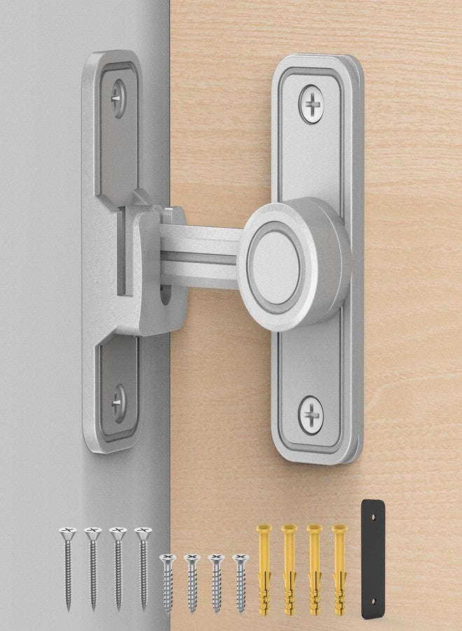 MeBantoo Sliding Barn Door Lock Hardware, 90 Degree Locks for Barn Doors, Flip Gate Latches for Barn, Garden, Bathroom, Outdoor, Garage, Window (Silver) - Image 1