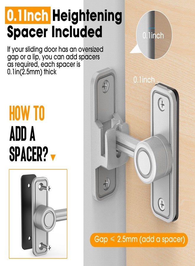 MeBantoo Sliding Barn Door Lock Hardware, 90 Degree Locks for Barn Doors, Flip Gate Latches for Barn, Garden, Bathroom, Outdoor, Garage, Window (Silver) - Image 4