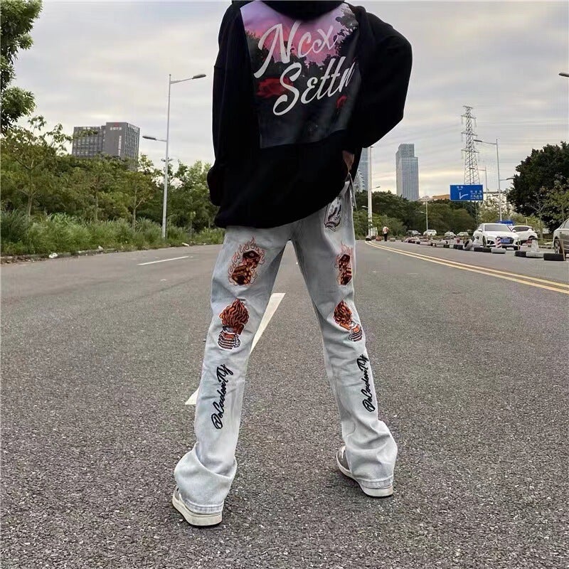 Unisex Classic Denim Jeans Loose Fit Daily Outdoor Wear - Image 3