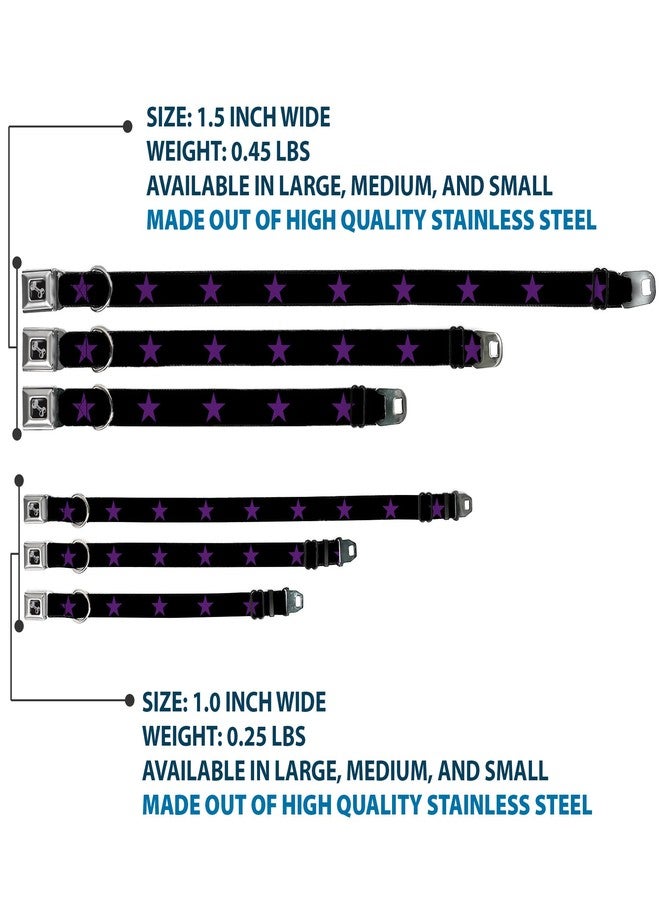 Buckle Down Dog Collar Seatbelt Buckle Star Black Purple 11 to 17 Inches 1.0 Inch Wide - Image 3