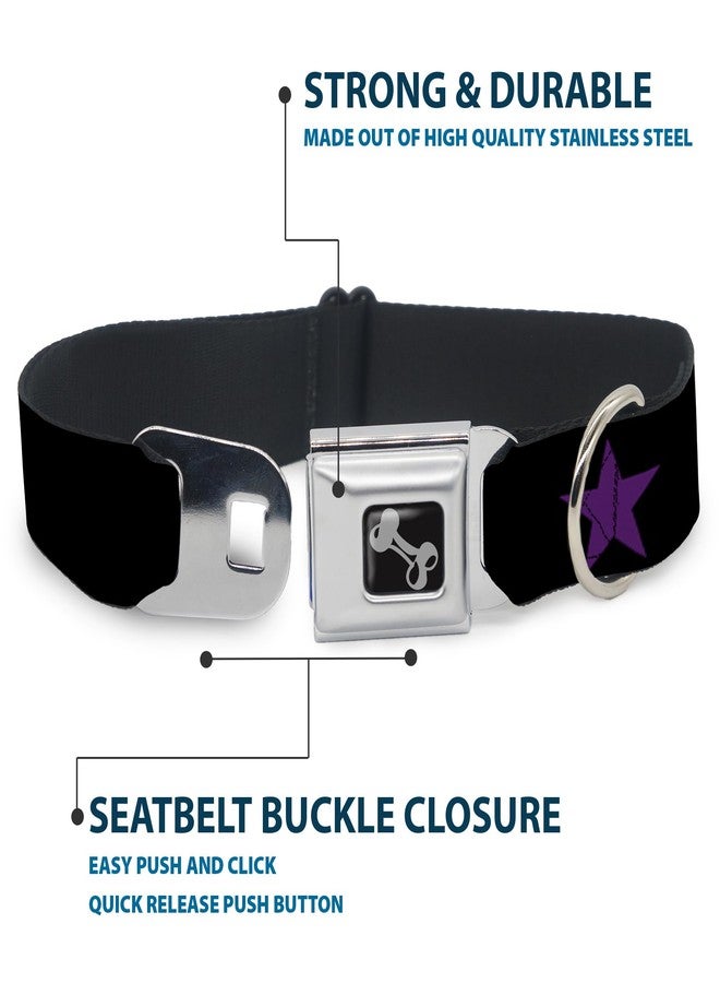 Buckle Down Dog Collar Seatbelt Buckle Star Black Purple 11 to 17 Inches 1.0 Inch Wide - Image 4