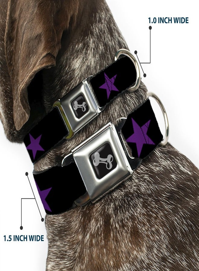 Buckle Down Dog Collar Seatbelt Buckle Star Black Purple 11 to 17 Inches 1.0 Inch Wide - Image 2