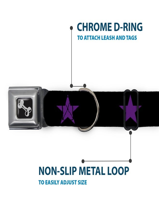 Buckle Down Dog Collar Seatbelt Buckle Star Black Purple 11 to 17 Inches 1.0 Inch Wide - Image 5