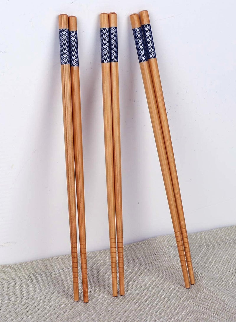 SYOSI Bamboo Chopsticks Reusable Japanese Style Chopstick Gift Sets Classic Natural Bamboo Chop Sticks Dishwasher Safe 5 Pairs  - Image 5