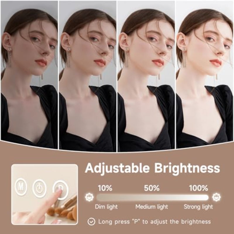 Edmonds Hollywood LED Smart Makeup Mirror 50 x 42 cm - Touch Control, 14 Adjustable Lights, Fixed Base and Adjustable Stand - Luxury Gift for Women and Bride - Image 5